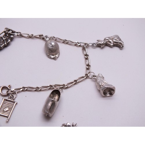 45 - TWO SILVER CHARM BRACELETS