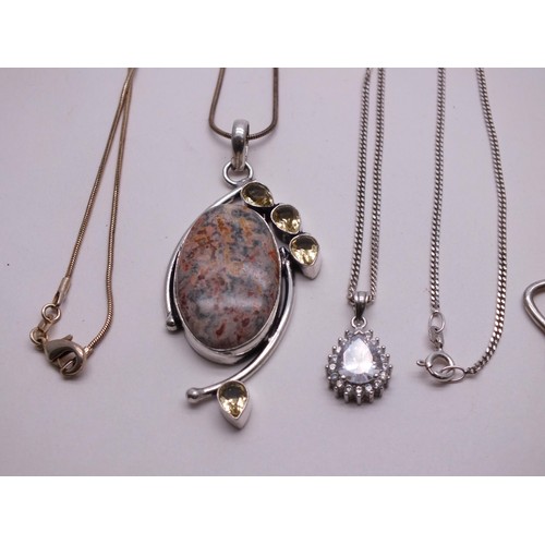 71 - FOUR SILVER NECKLACES