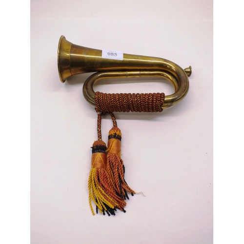 85 - VINTAGE BRASS MILITARY BUGLE WITH TASSELS