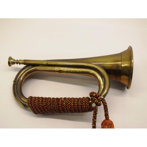 85 - VINTAGE BRASS MILITARY BUGLE WITH TASSELS