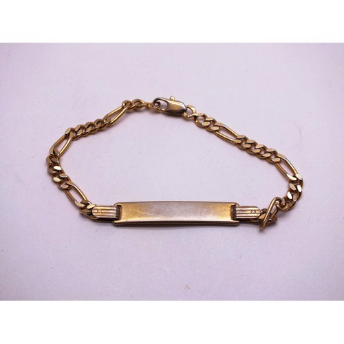 230 - 18ct GOLD PLATED IDENTITY BRACELET, 18ct GOLD PLATED 20