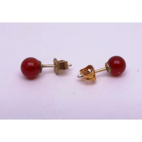 229 - 9ct GOLD CARNELIAN STUD EARRINGS