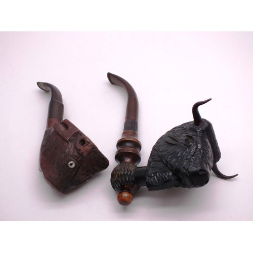 92 - TWO VINTAGE BULL MEERSCHAUM PIPES