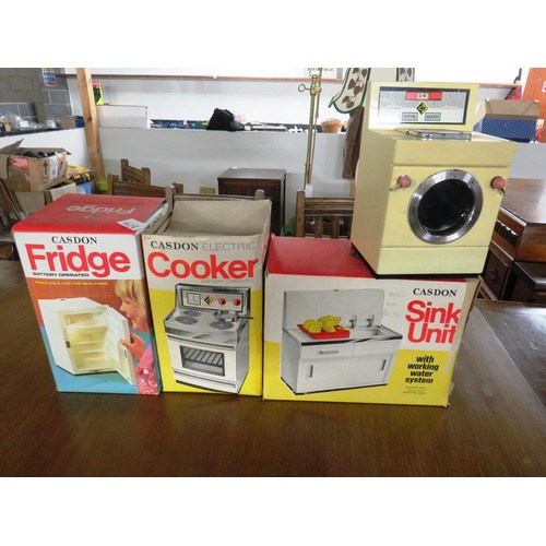 37A - FOUR VINTAGE BOXED CASDON TOYS INCLUDES FRIDGE & COOKER