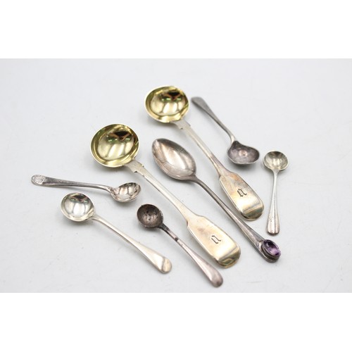 553 - 8 x Antique / Vintage Hallmarked .925 STERLING SILVER Condiment Spoons (56g)