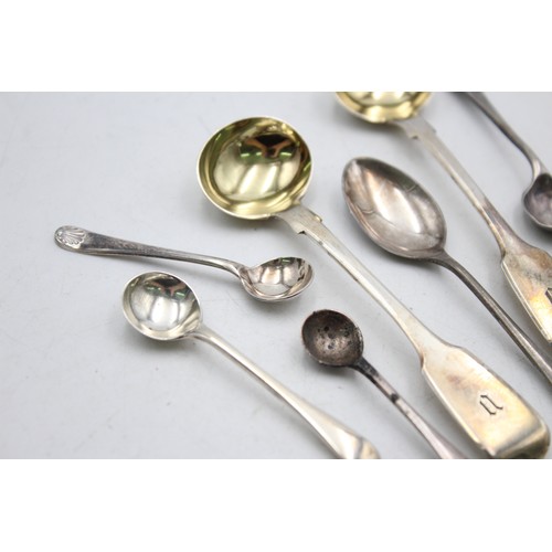 553 - 8 x Antique / Vintage Hallmarked .925 STERLING SILVER Condiment Spoons (56g)