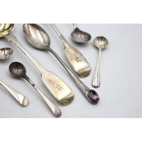 553 - 8 x Antique / Vintage Hallmarked .925 STERLING SILVER Condiment Spoons (56g)