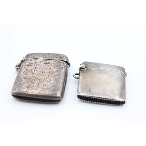 555 - 2 x Antique Hallmarked .925 STERLING SILVER Vesta / Match Cases (48g)