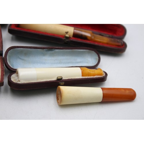 561 - 5 x Assorted Vintage CHEROOT HOLDERS Inc Cased, Meerschaum, Etc