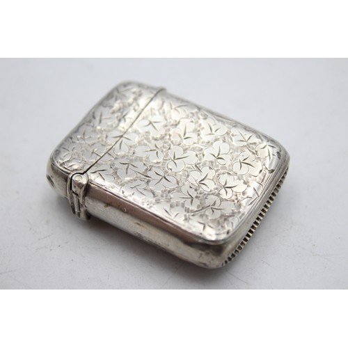 563 - Antique Victorian Hallmarked 1897 London STERLING SILVER Vesta Case (21g)