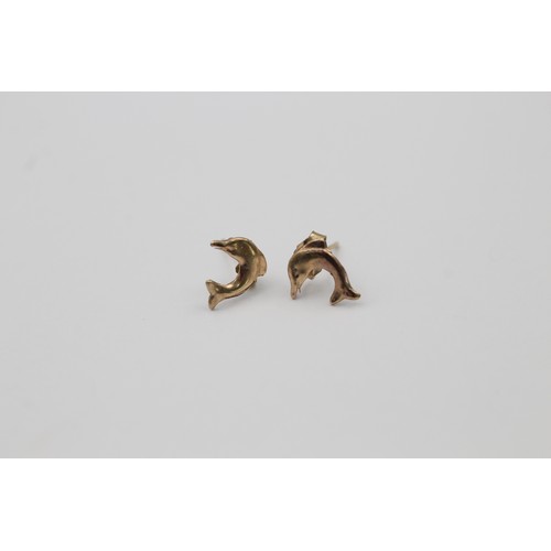 570 - 9ct gold dolphin stud earrings (0.2g)