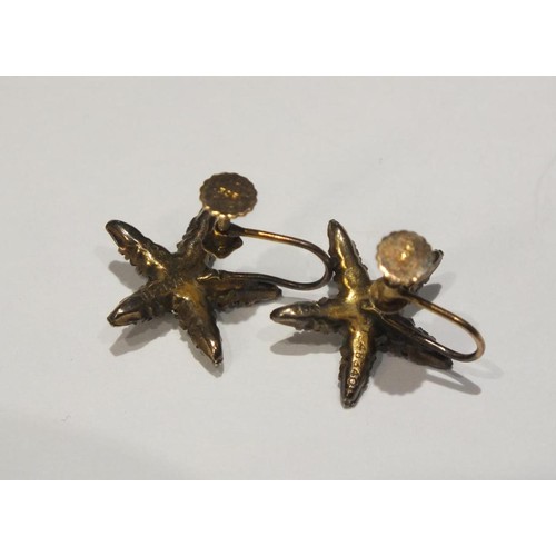 62 - VINTAGE 9CT GOLD CZ STAR SCREW BACK EARRINGS - 2.1G