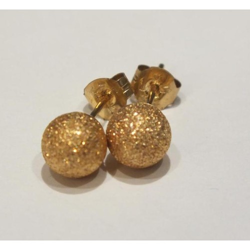 154 - 9CT GOLD GLITTER STUD EARRINGS - BOXED