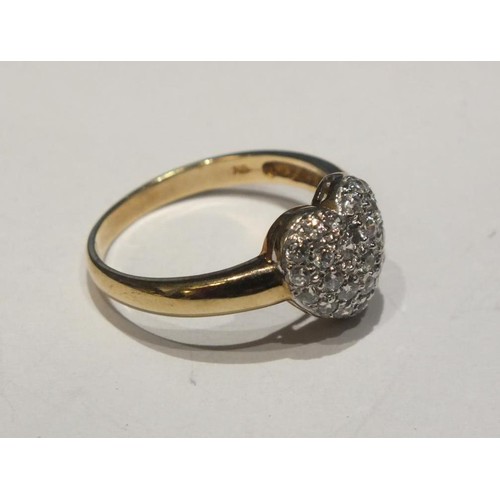 201 - 9CT GOLD HEART SHAPED RING CZ STONES SIZE M- 2.1G