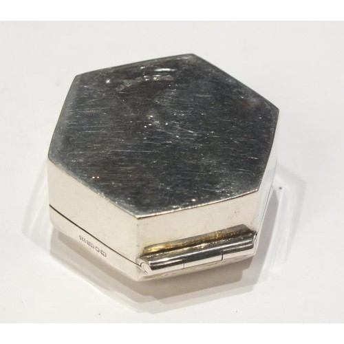 242 - STERLING SILVER HEXAGON SHAPED PILL BOX