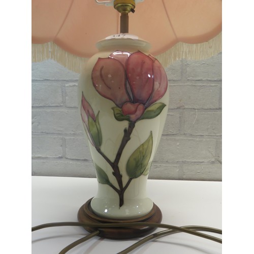 347 - MOORCROFT MAGNOLIA LAMP WITH SHADE