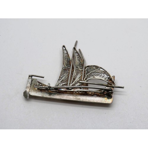 309 - SILVER BOXED SAILING SHIP