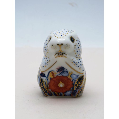 227 - ROYAL CROWN DERBY BOXED POPPY MOUSE WITH GOLD STOPPER