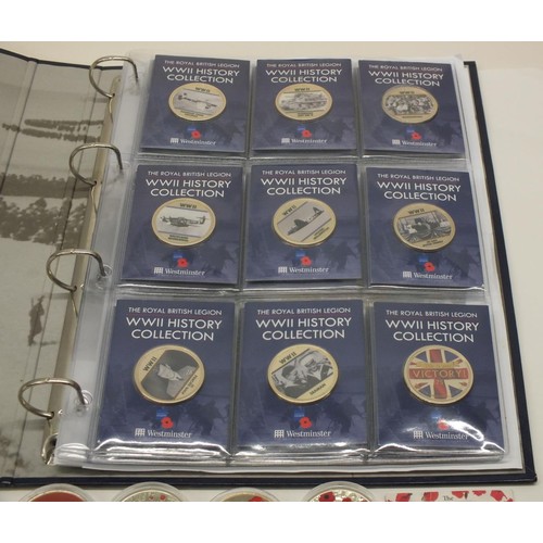 76 - WESTMINSTER THE ROYAL BRITISH LEGION WWII HISTORY COIN COLLECTION AND OTHER POPPY COINS