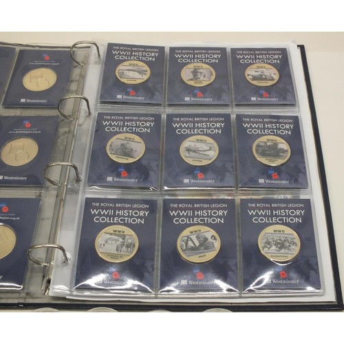 76 - WESTMINSTER THE ROYAL BRITISH LEGION WWII HISTORY COIN COLLECTION AND OTHER POPPY COINS