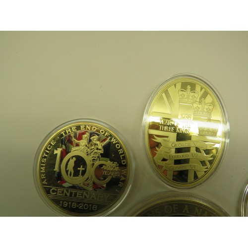 85A - 9x OVERSIZED COLLECTABLE COINS IN CASES TO INCLUDE ROYAL FAMILY AND MILITARY