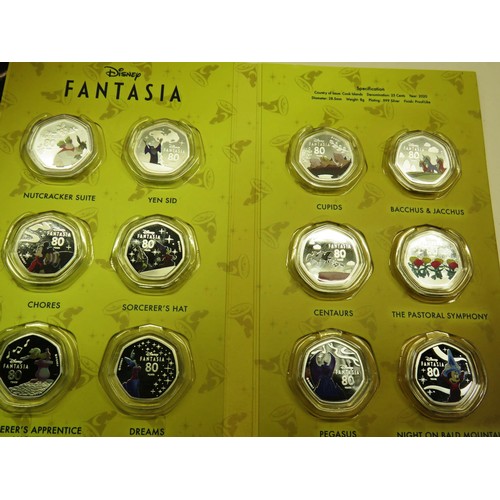 90A - JOB LOT OF COLLECTABLE COIN SETS TO INCLUDE FANTASIA, ELVIS, MINNIE ETC