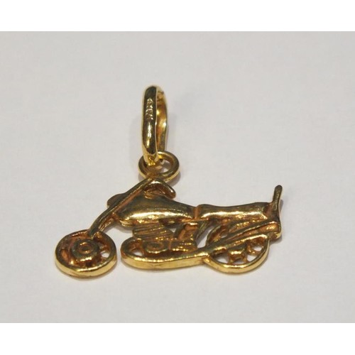 202 - 9CT GOLD MOTORBIKE PENDANT- 1.1g