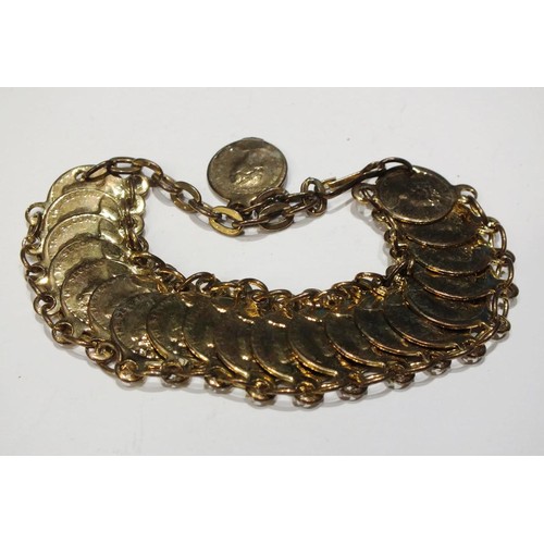 204 - VINTAGE GOLDTONE COIN BRACELET