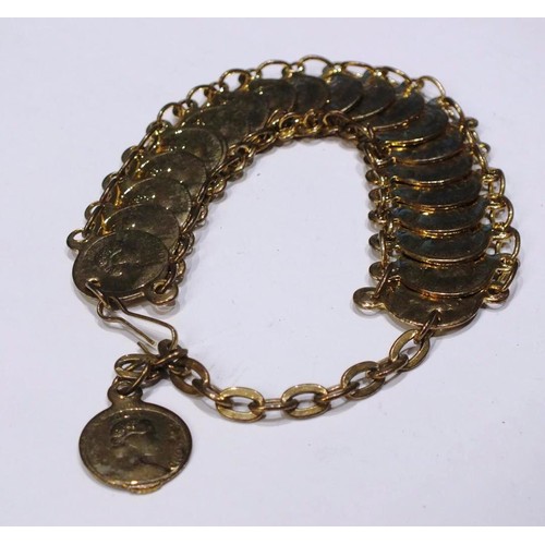 204 - VINTAGE GOLDTONE COIN BRACELET