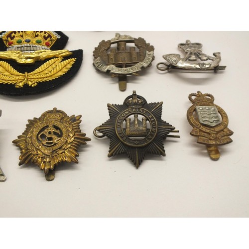 16 - TEN CAP BADGES AND SIX CLOTH BADGES