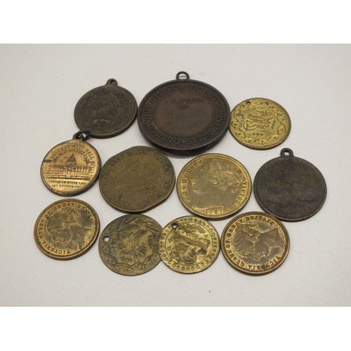 20 - COLLECTION OF 11 MEDALS & TOKENS MOSTLY VICTORIAN