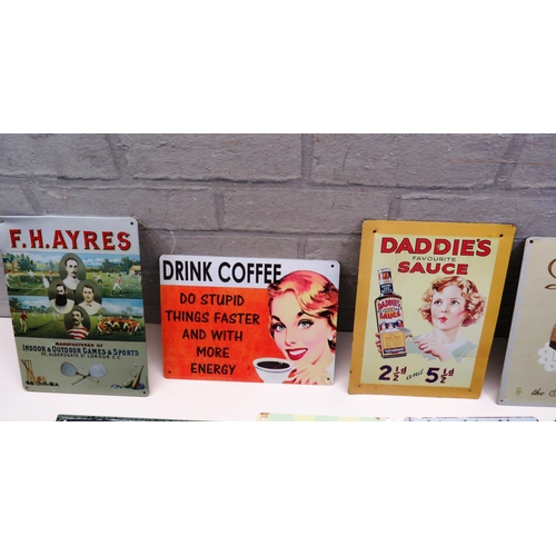 308 - TEN SMALL SIGNS ADVERTISING FOOD AND DRINKS