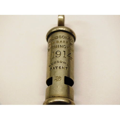 29 - RARE 1914 WWI HUDSON AND CO TRENCH WHISTLE