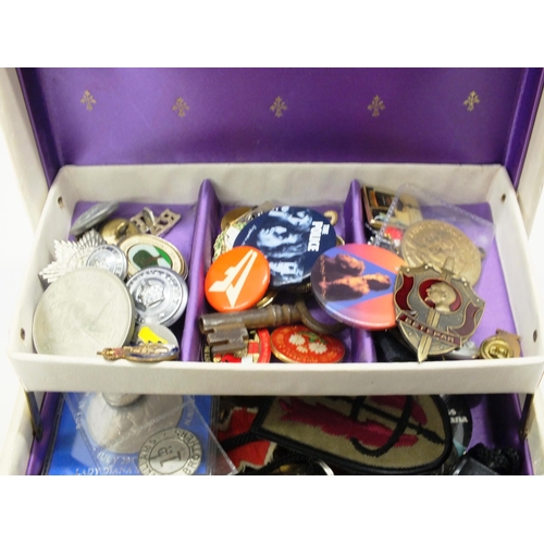 39 - BOX OF MISCELLANEOUS  ITEMS INCLUDING BADGES ETC