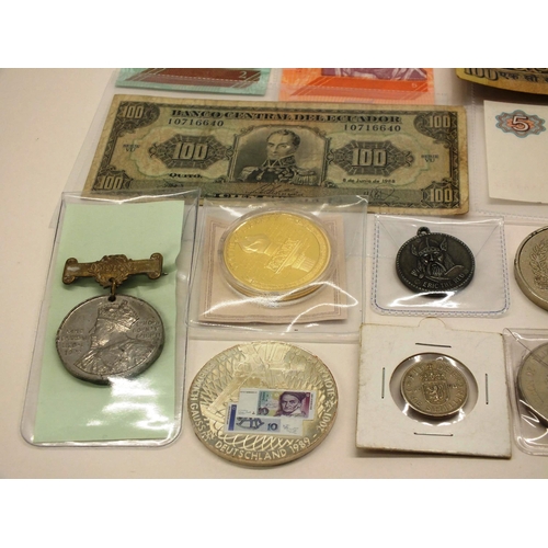 43 - VARIOUS BANKNOTES, MEDALS AND COINS