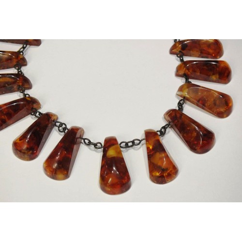 272 - VINTAGE REAL AMBER AND SILVER NECKLACE 16