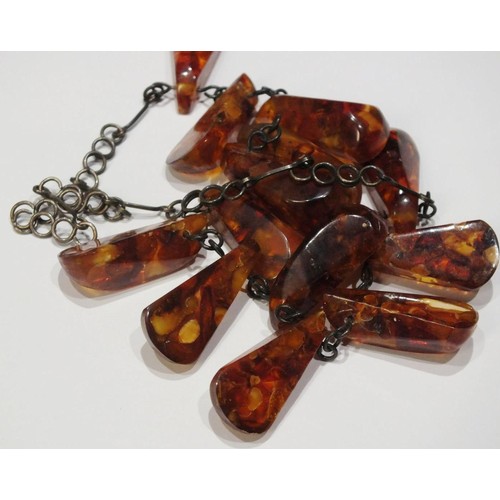 272 - VINTAGE REAL AMBER AND SILVER NECKLACE 16