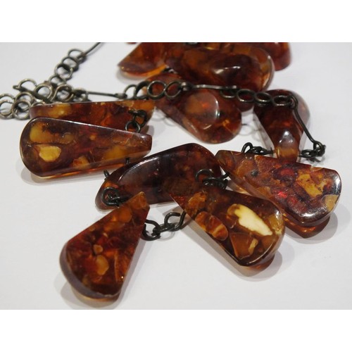 272 - VINTAGE REAL AMBER AND SILVER NECKLACE 16