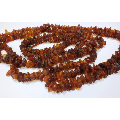 275 - VINTAGE GENUINE LONG RAW AMBER NUGGET BEAD NECKLACE- 80