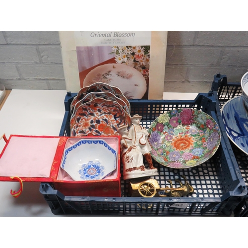 62 - TWO TRAYS OF ORIENTAL CERAMICS AND COLLECTABLES