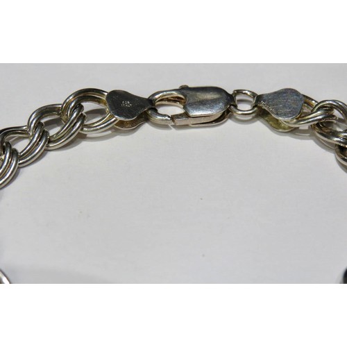 224 - 925 STERLING SILVER DOUBLE LINK CHAIN BRACELET 7.5