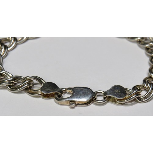 224 - 925 STERLING SILVER DOUBLE LINK CHAIN BRACELET 7.5