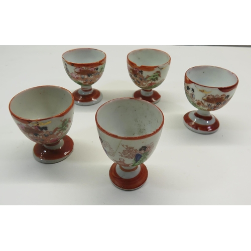 70 - SELECTION OF ORIENTAL CERAMICS INCLUDES FIVE EGG CUPS, TWO BOWLS AND JAPANESE MARIAGE IMARI BOWL