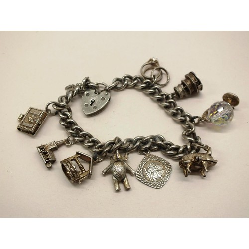 241 - VINTAGE SILVER CHARM BRACELET 39g