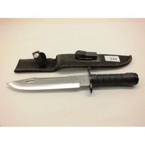 244 - STAINLESS STEEL COMMANDO KNIFE WITH SHEATH