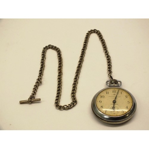 245 - VINTAGE INGERSOLL LTD - LONDON POCKET WATCH ON ALBERT CHAIN