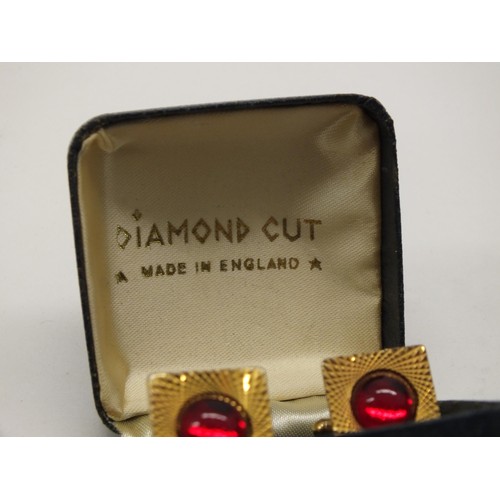 250 - VINTAGE DIAMOND CUT CUFFLINKS IN ORIGINAL BOX