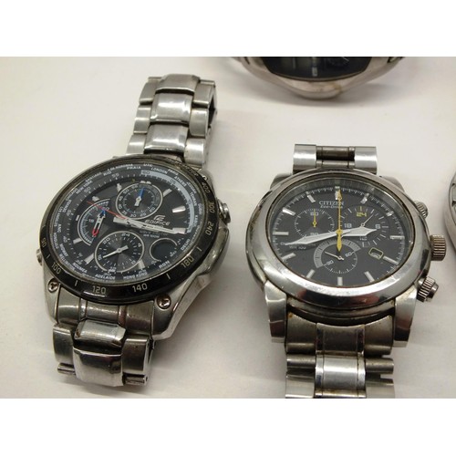 251 - SIX GENTS WATCHES INCLUDES CITIZEN CHRONOGRAPH, EDIFACE ETC