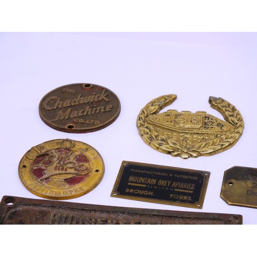 265 - COLLECTABLE AND UNUSUAL SIGNAGE, SILVER, BRASS- 1940'S, 50'S,60'S MIX OF 25 ITEMS