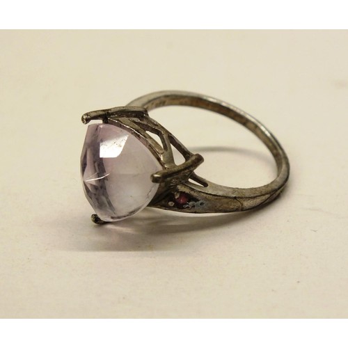 269 - 925 SILVER RING WITH PINK STONE T.C & Co